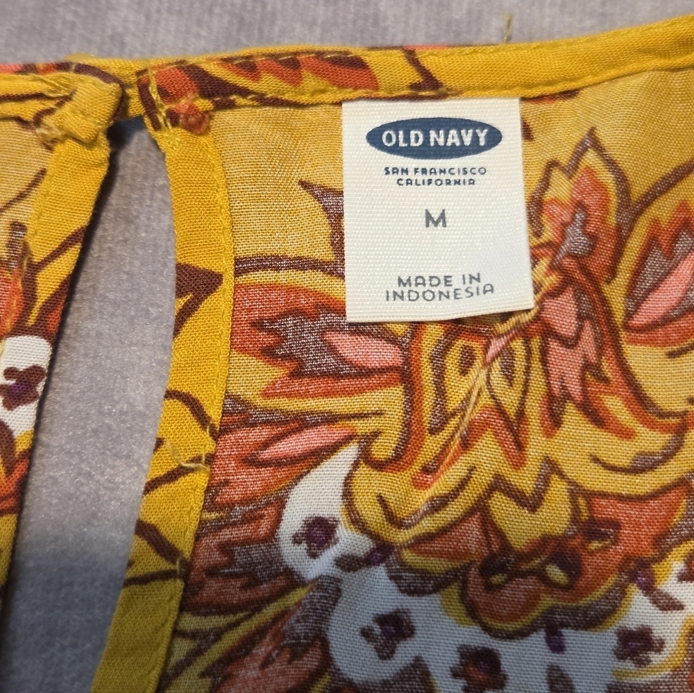 Old Navy Women's Floral Peasant Top Blouse Boho Yellow Floral Flowy Size Medium - Picture 6 of 10